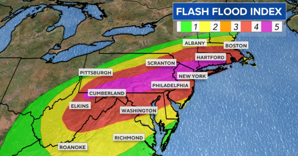 Ida’s remains threaten once-in-a-century flood event in Northeast